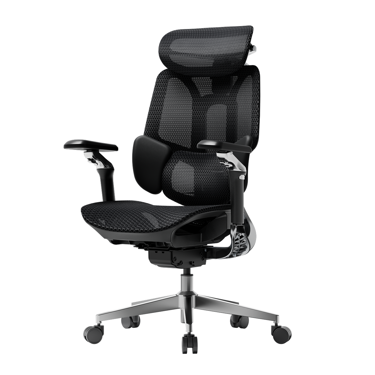 Premium chair ergonomic office solution: HBADA E3 Pro black featuring patented dynamic lumbar tracking~1-1