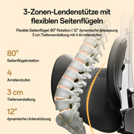 Two people seated side by side on ergonomic office chairs against a beige background, with text at the top reading 'E3 Air 2026 Edition Ergonomic Office Chair' and a tagline about mechanical support and ergonomics.~scene