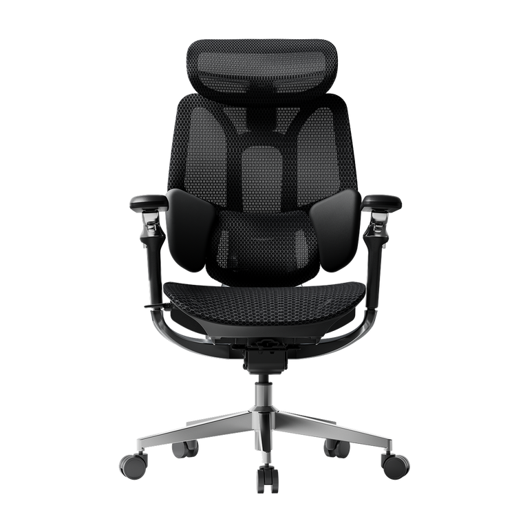 Premium chair ergonomic office solution: HBADA E3 Pro black featuring patented dynamic lumbar tracking~1-1