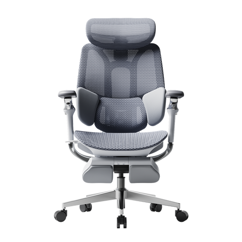 HBADA E3 Pro 2026 Edition grey ergonomic office chair with IGR-certified 3-zone lumbar support.~0-0