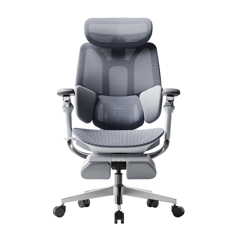 HBADA E3 Pro 2026 Edition grey ergonomic office chair with IGR-certified 3-zone lumbar support.~0-0