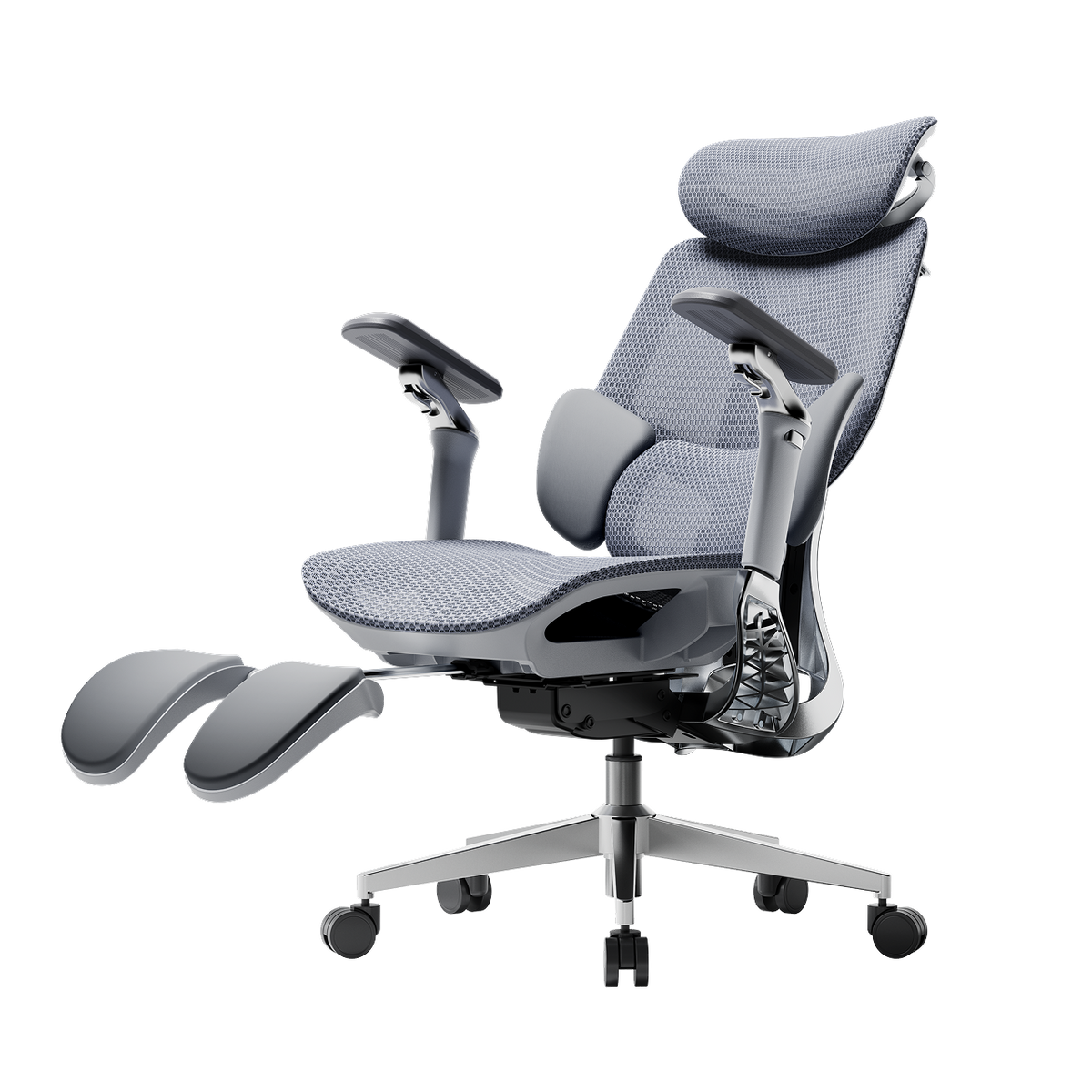 HBADA E3 Pro 2026 Edition grey ergonomic office chair with IGR-certified 3-zone lumbar support.~0-0