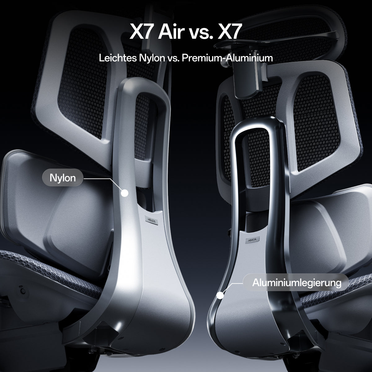 Detailansicht der flexiblen Rückenlehne des HBADA X7 Air