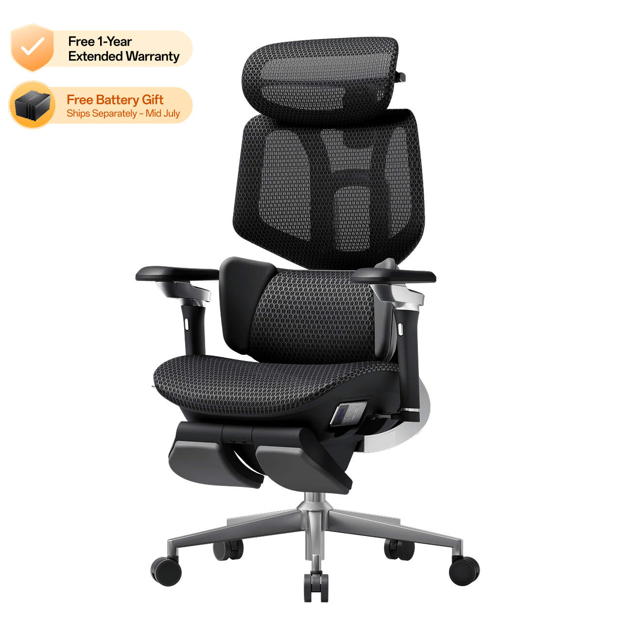 HBADA X7 Smart Ergonomic Chair Black: Professional high-end seating for 12-hour high-intensity workdays.~1