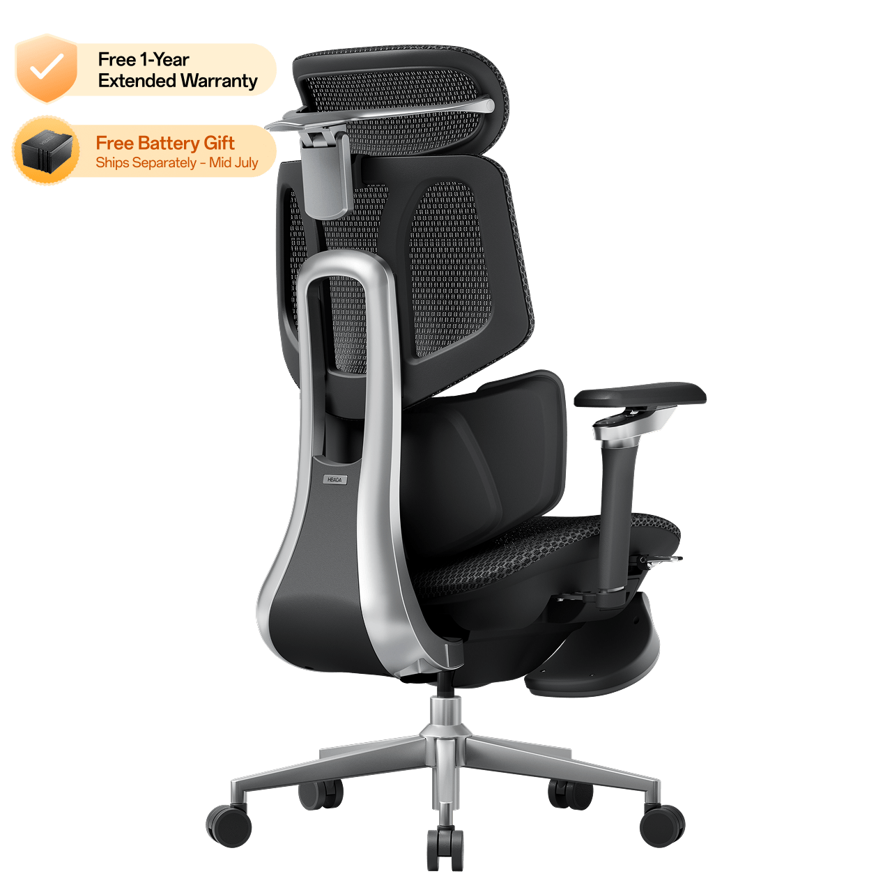 HBADA X7 Smart Ergonomic Chair Black: Professional high-end seating for 12-hour high-intensity workdays.~1
